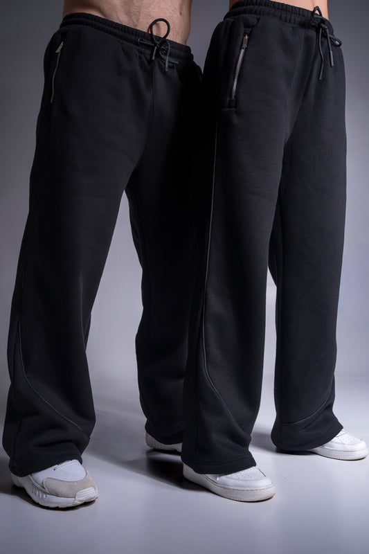 HEAVY zip housut musta