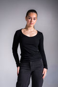 Ribbi paita v-neck musta