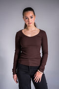 Ribbi paita v-neck ruskea