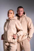 Heavy oversize vetoketjuhuppari beige