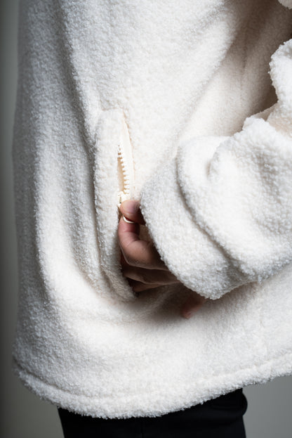 Oversize half zip teddy valkoinen