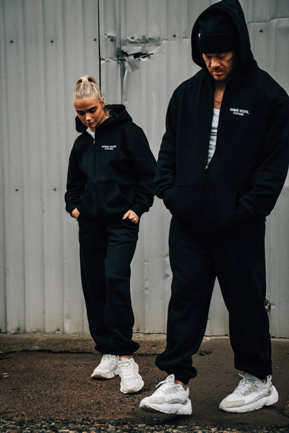 Heavy oversize vetoketjuhuppari musta