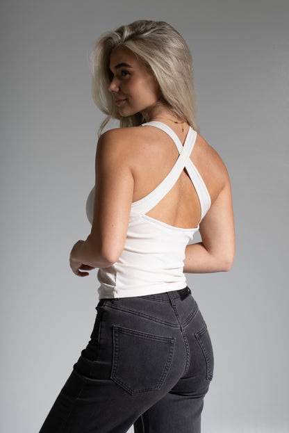 Rib cross back top kerma